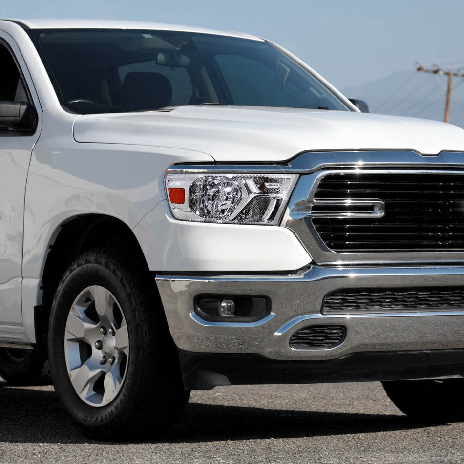 2019-2024 Dodge Ram 1500 Factory Style Crystal Headlight - Passenger Side Only (Chrome Housing / Clear Lens)