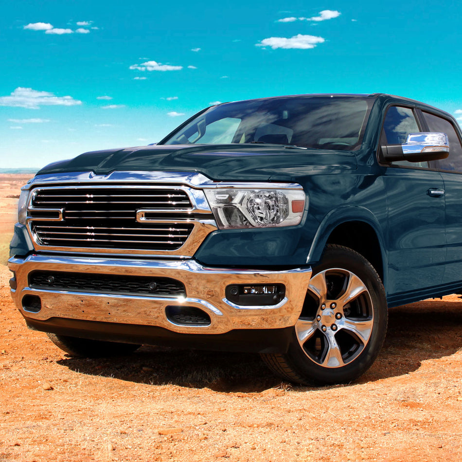 2019-2024 Dodge RAM 1500 Factory Style Headlights with Amber Reflectors (Chrome Housing/Clear Lens)
