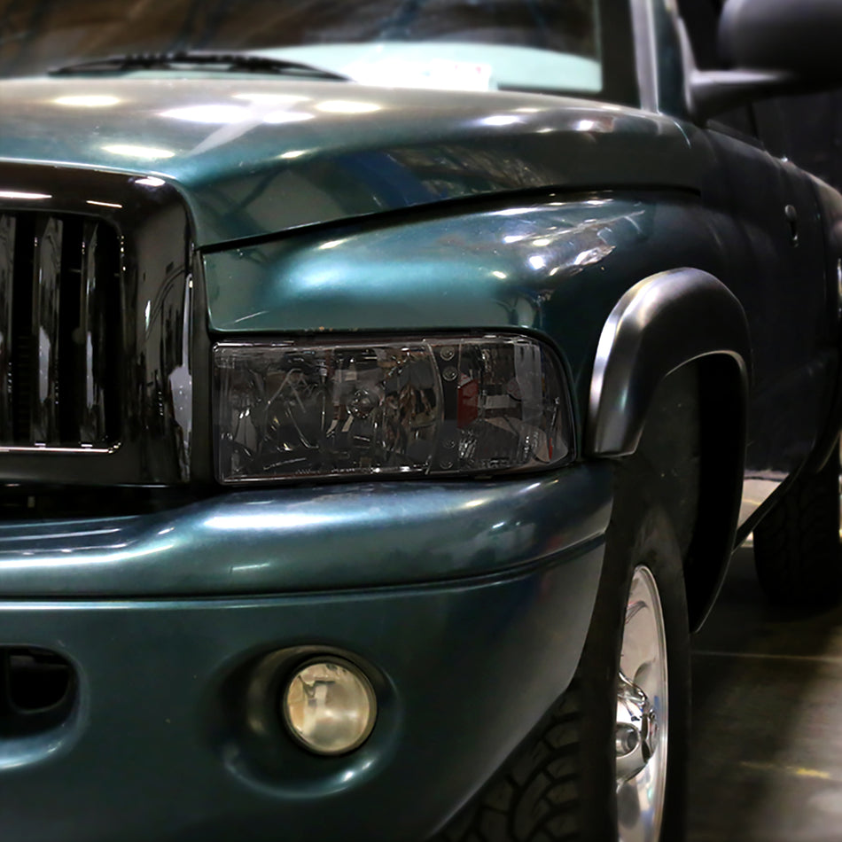 1994-2001 Dodge RAM 1500/ 1994-2002 RAM 2500 3500 Crystal Headlights (Chrome Housing/Smoked Lens)