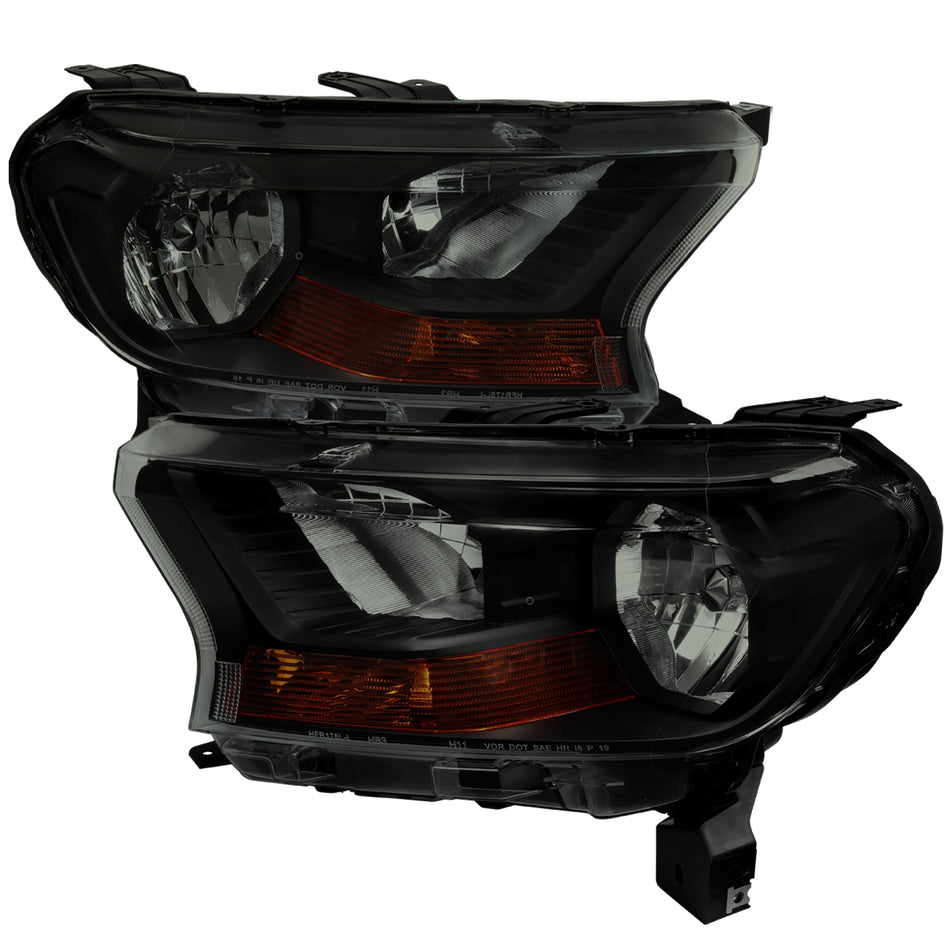 2019-2022 Ford Ranger XL/XLT Factory Style Halogen Headlights (Glossy Black Housing/Smoked Lens)