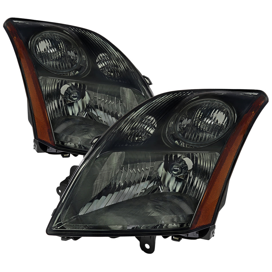 2007-2009 Nissan Sentra Factory Style Headlights with Amber Reflector (Chrome Housing/Smoked Lens)