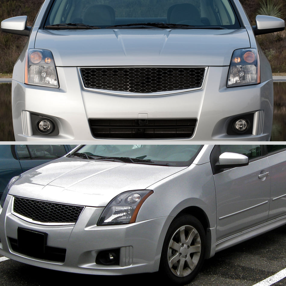 2007-2009 Nissan Sentra Factory Style Headlights with Amber Reflector (Matte Black Housing/Clear Lens)