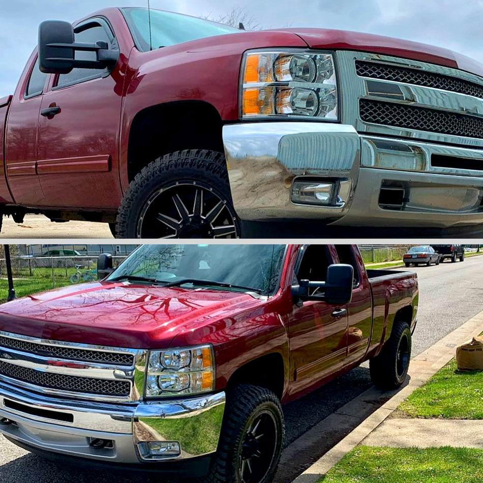 2007-2013 Chevrolet Silverado 1500/ 2007-2014 Silverado 2500HD 3500HD Factory Style Headlights (Chrome Housing/Clear Lens)