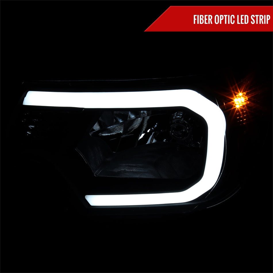 2012-2015 Toyota Tacoma LED Bar Factory Style Headlights with Amber Reflector (Chrome Housing/Light Smoked Lens)