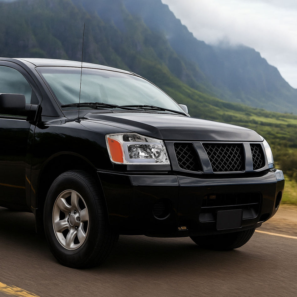 2004-2015 Nissan Titan / 2004-2007 Armada LED Bar Factory Headlights (Chrome Housing/Clear Lens)