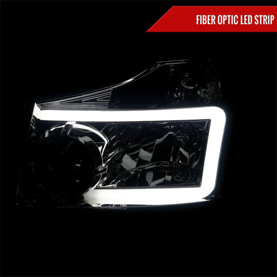 2004-2015 Nissan Titan / 2004-2007 Armada LED Bar Factory Headlights (Chrome Housing/Light Smoked Lens)