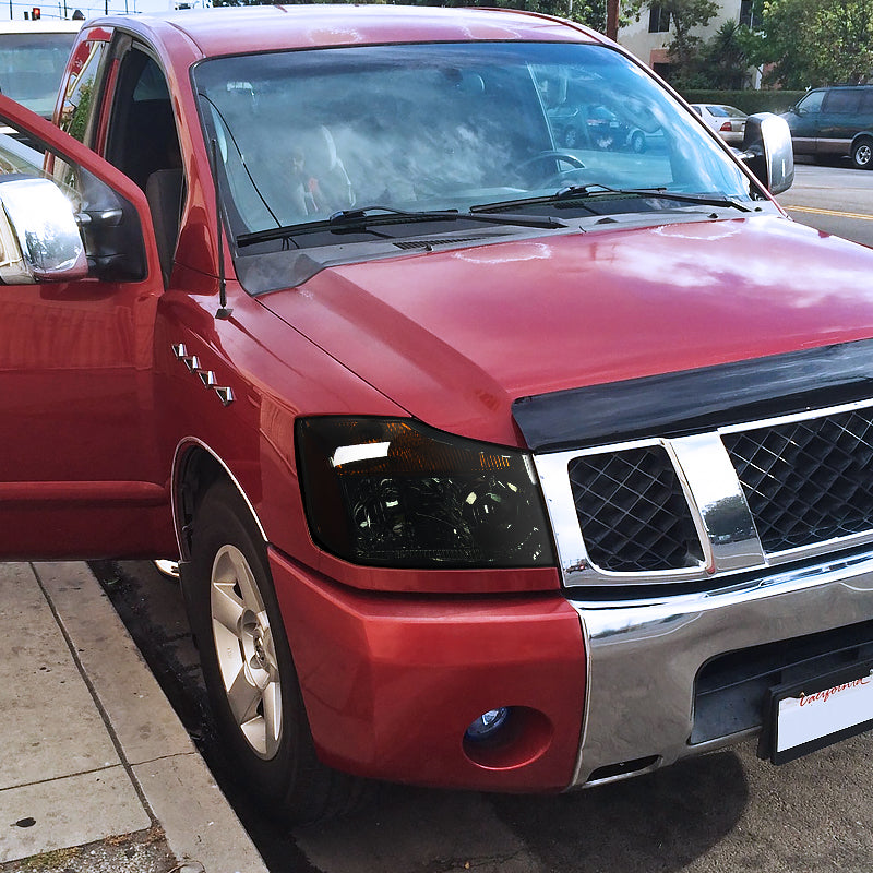 2004-2015 Nissan Titan/2004-2007 Armada Factory Style Headlights w/ Amber Reflectors (Chrome Housing/Smoked Lens)