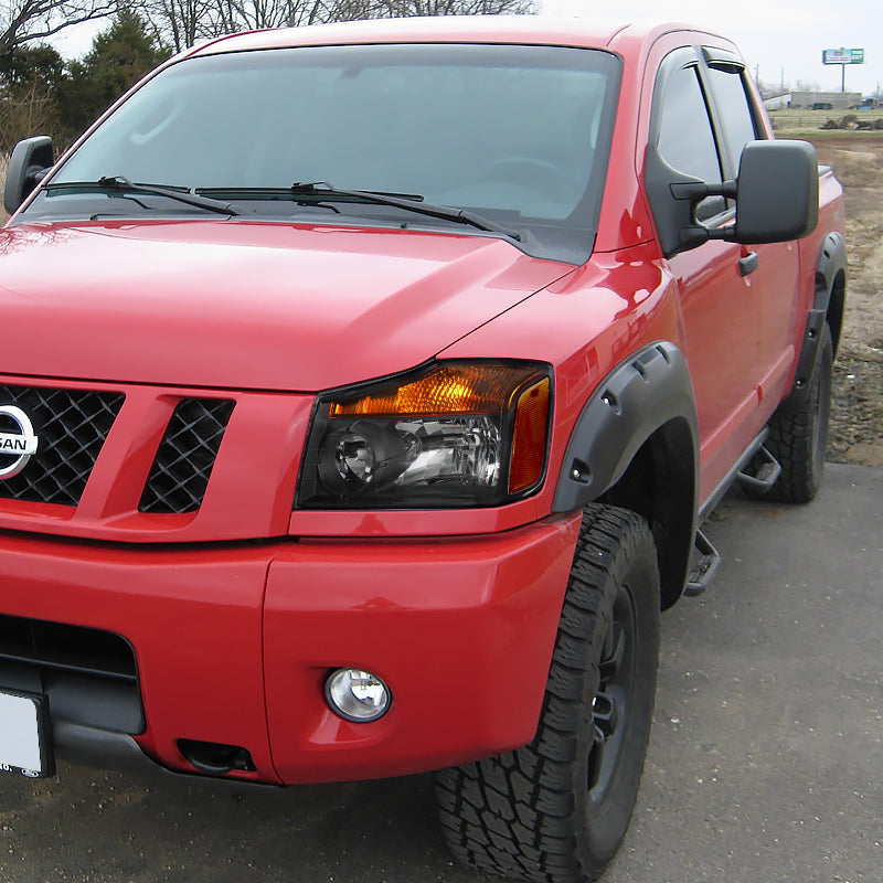 2004-2015 Nissan Titan/ 2004-2007 Armada Factory Style Headlights w/ Amber Reflectors (Matte Black Housing/Clear Lens)