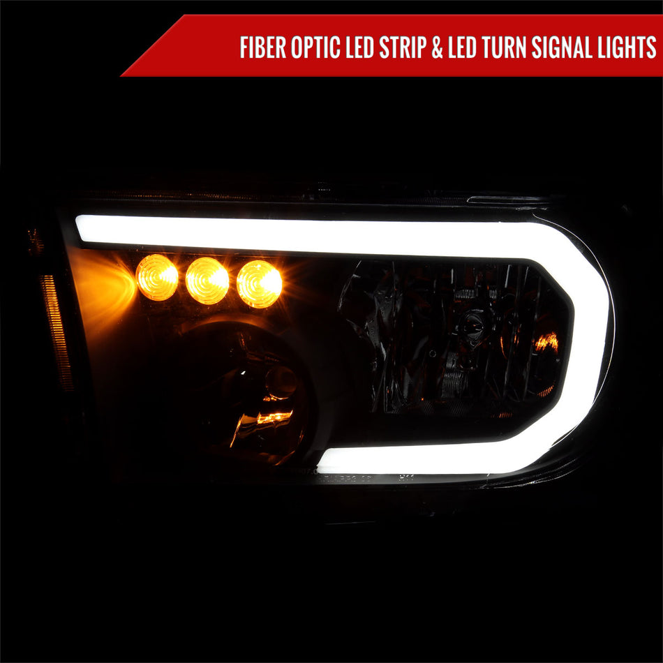 2007-2013 Toyota Tundra/2008-2017 Sequoia Headlights LED Tube Factory Style Headlights with LED Turn Signal (Matte Black Housing/Clear Lens)