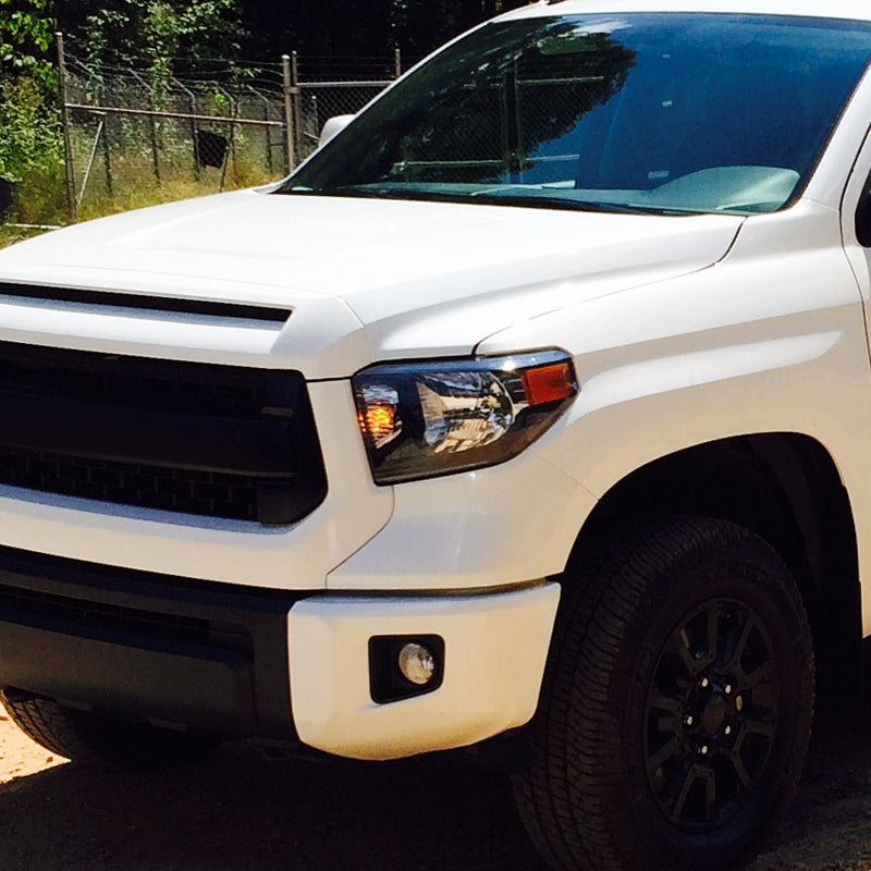 2014-2021 Toyota Tundra Factory Style Crystal Headlights w/ Amber Reflectors (Matte Black Housing/Clear Lens)