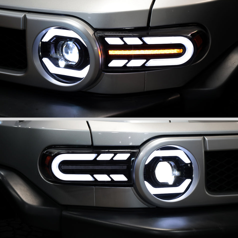2007-2014 Toyota FJ Cruiser Full LED Projector Headlights with Sequential LED Turn Signal (Matte Black Housing/Smoked Lens)