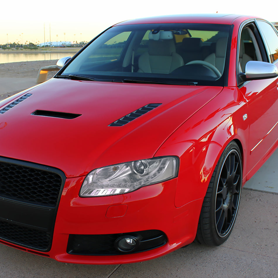 2006-2008 Audi A4 Projector Headlights w/ R8 Style SMD LED Light Strip (Chrome Housing/Clear Lens)