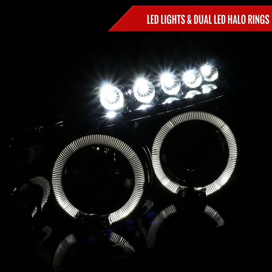 2003-2007 Honda Accord Dual Halo Projector Headlights (Glossy Black Housing/Smoked Lens)