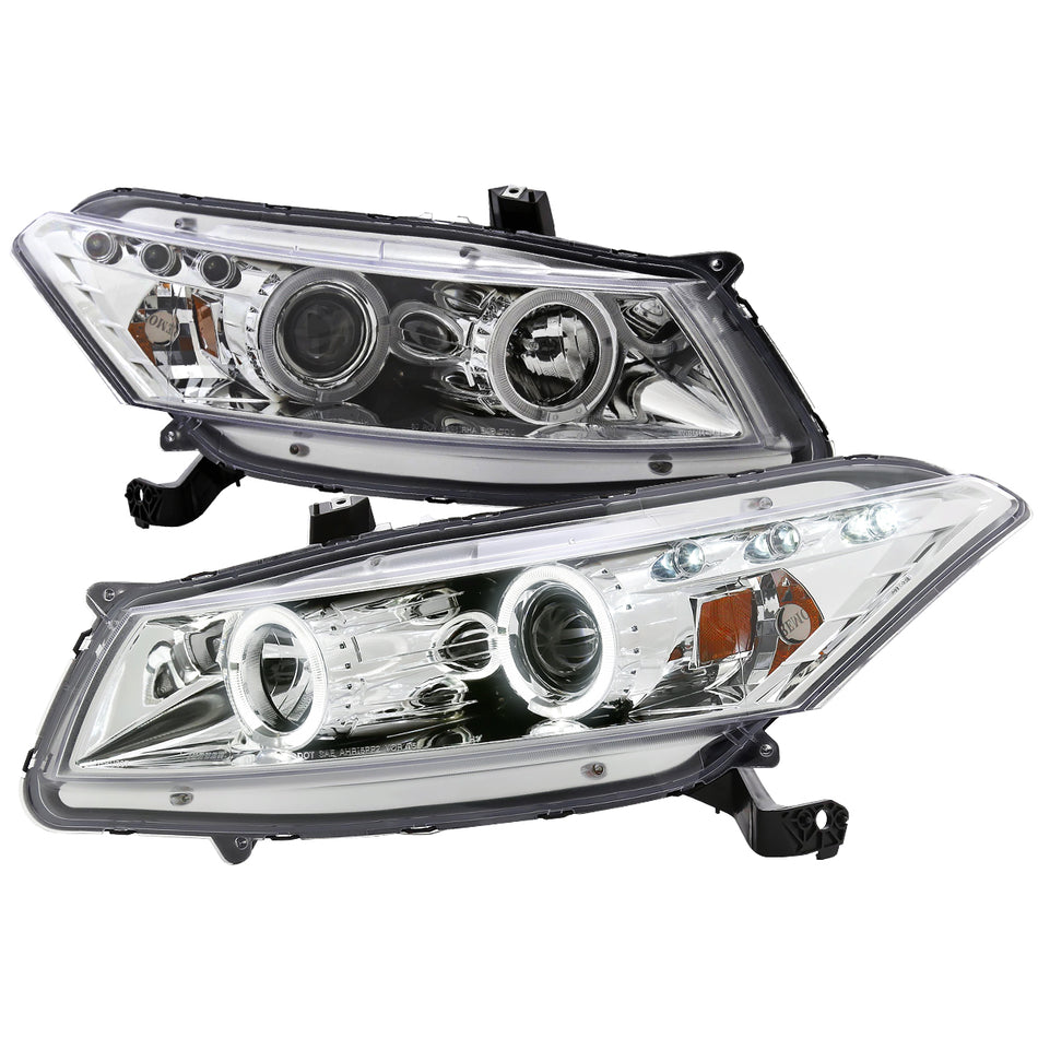 2008-2012 Honda Accord Coupe Dual Halo Projector Headlights (Chrome Housing/Clear Lens)