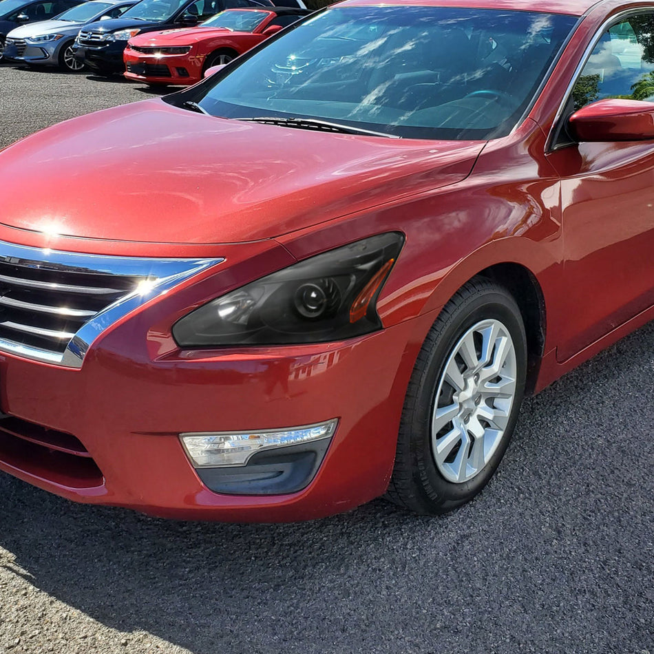 2013-2015 Nissan Altima Sedan Projector Headlights w/ Amber Reflectors (Matte Black Housing/Clear Lens)