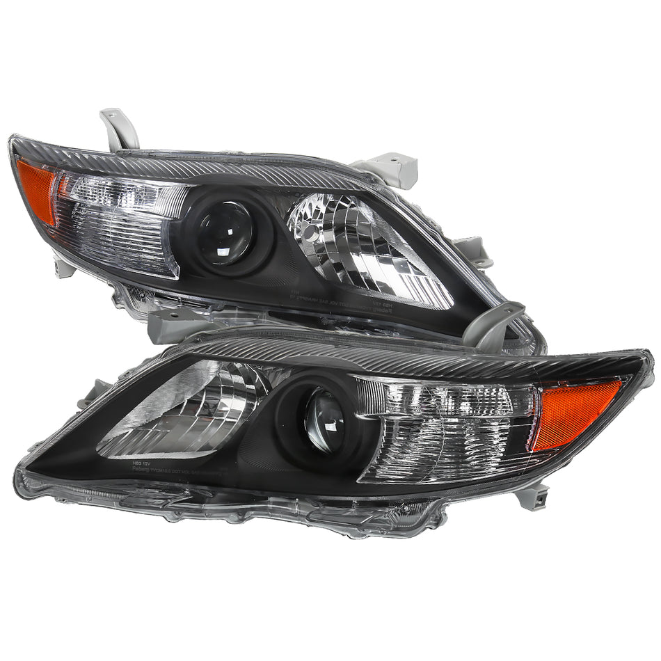 2010-2011 Toyota Camry Projector Headlights w/ Amber Reflectors (Matte Black Housing/Clear Lens)