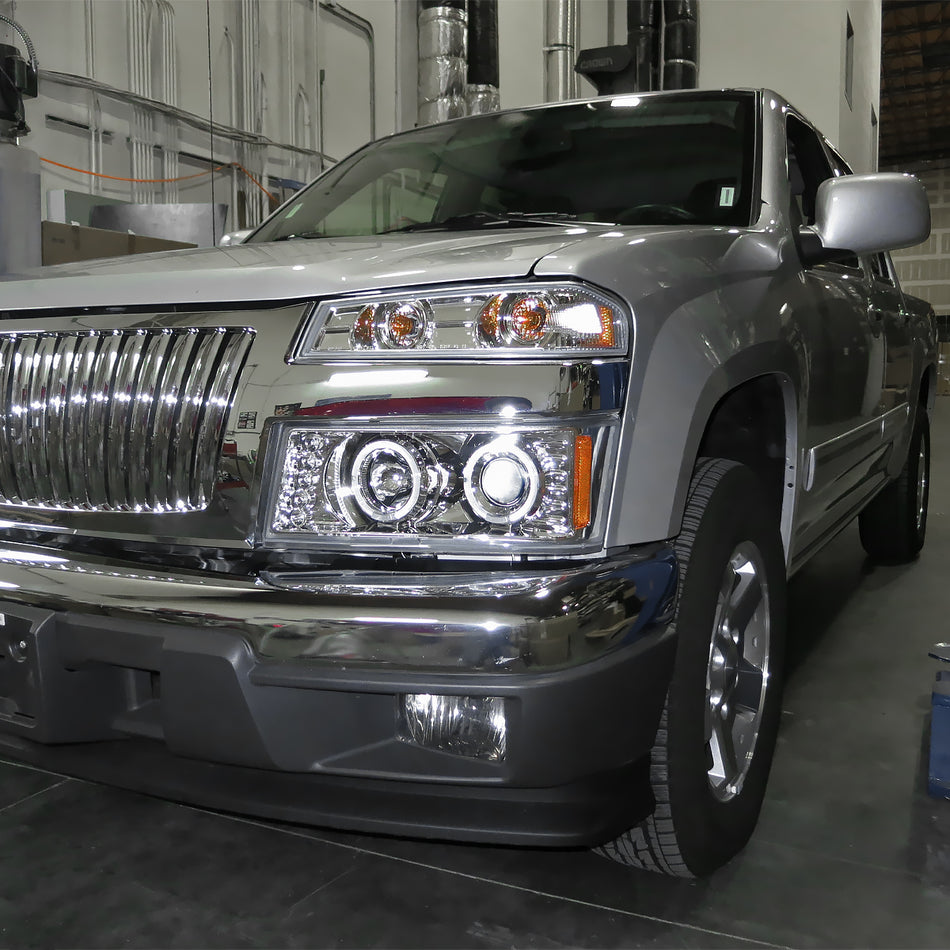 2004-2012 Chevrolet Colorado/ GMC Canyon Dual Halo Projector Headlights (Chrome Housing/Clear Lens)
