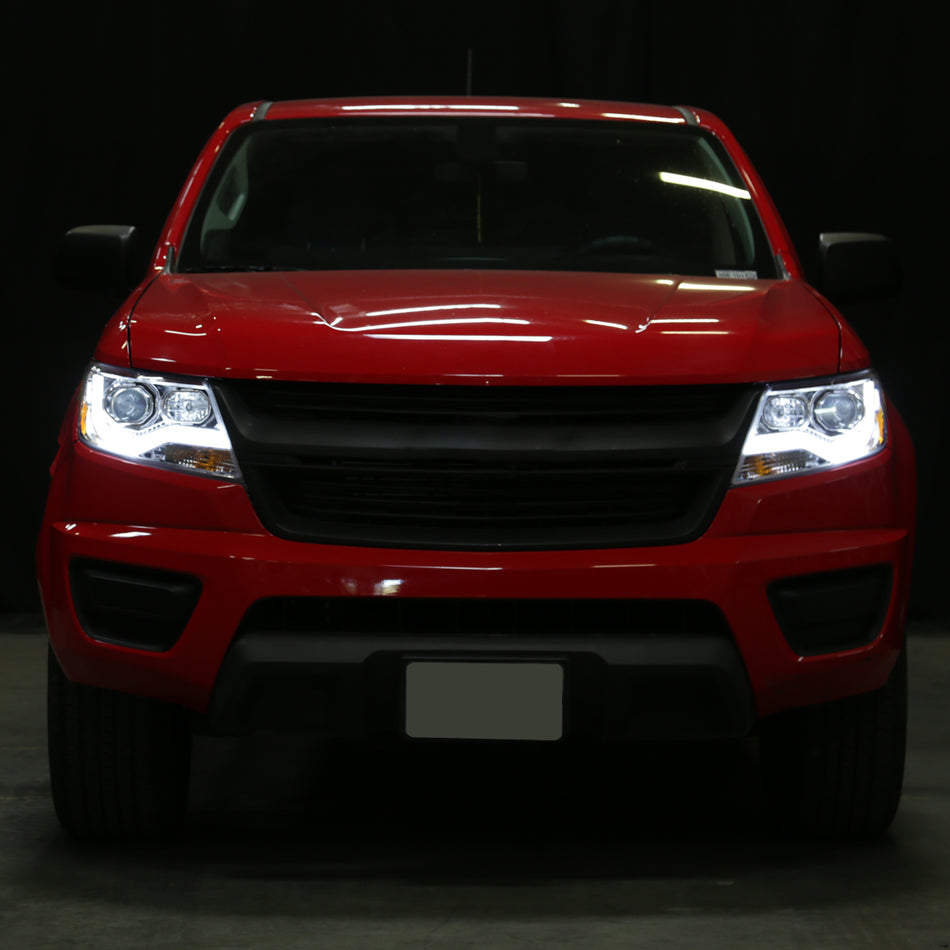 2015-2022 Chevrolet Colorado LED Bar Projector Headlights (Chrome Housing/Clear Lens)