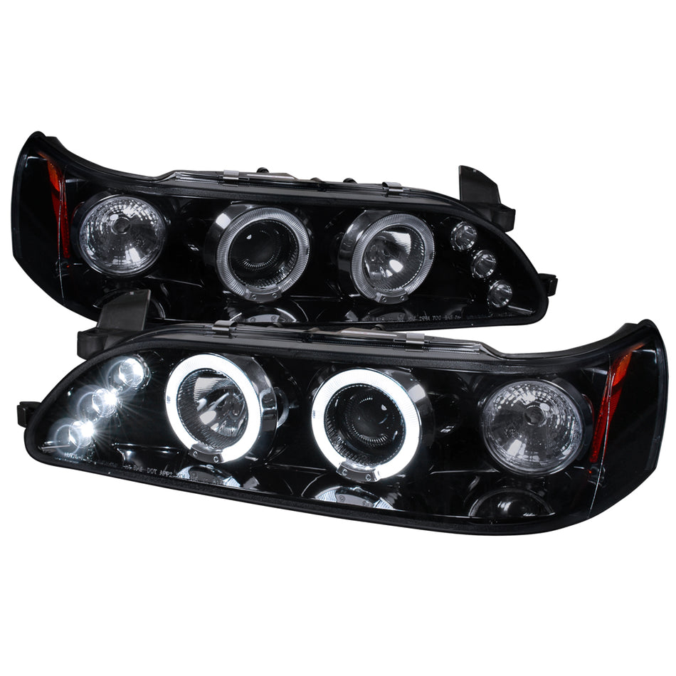 1993-1997 Toyota Corolla Dual Halo Projector Headlights (Glossy Black Housing/Smoked Lens)