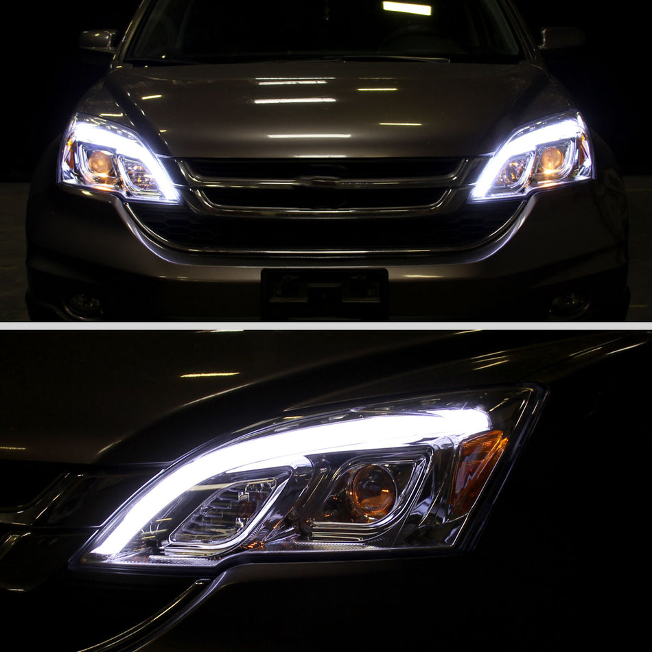 2007-2011 Honda CRV LED Bar Projector Headlights (Chrome Housing/Clear Lens)