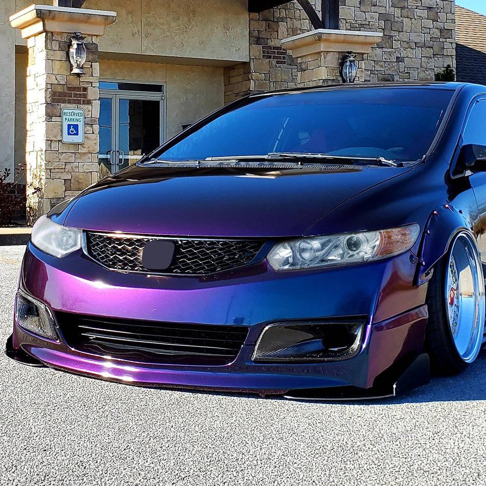 2006-2011 Honda Civic Coupe Projector Headlights w/ LED Light Strips (Chrome Housing/Clear Lens)