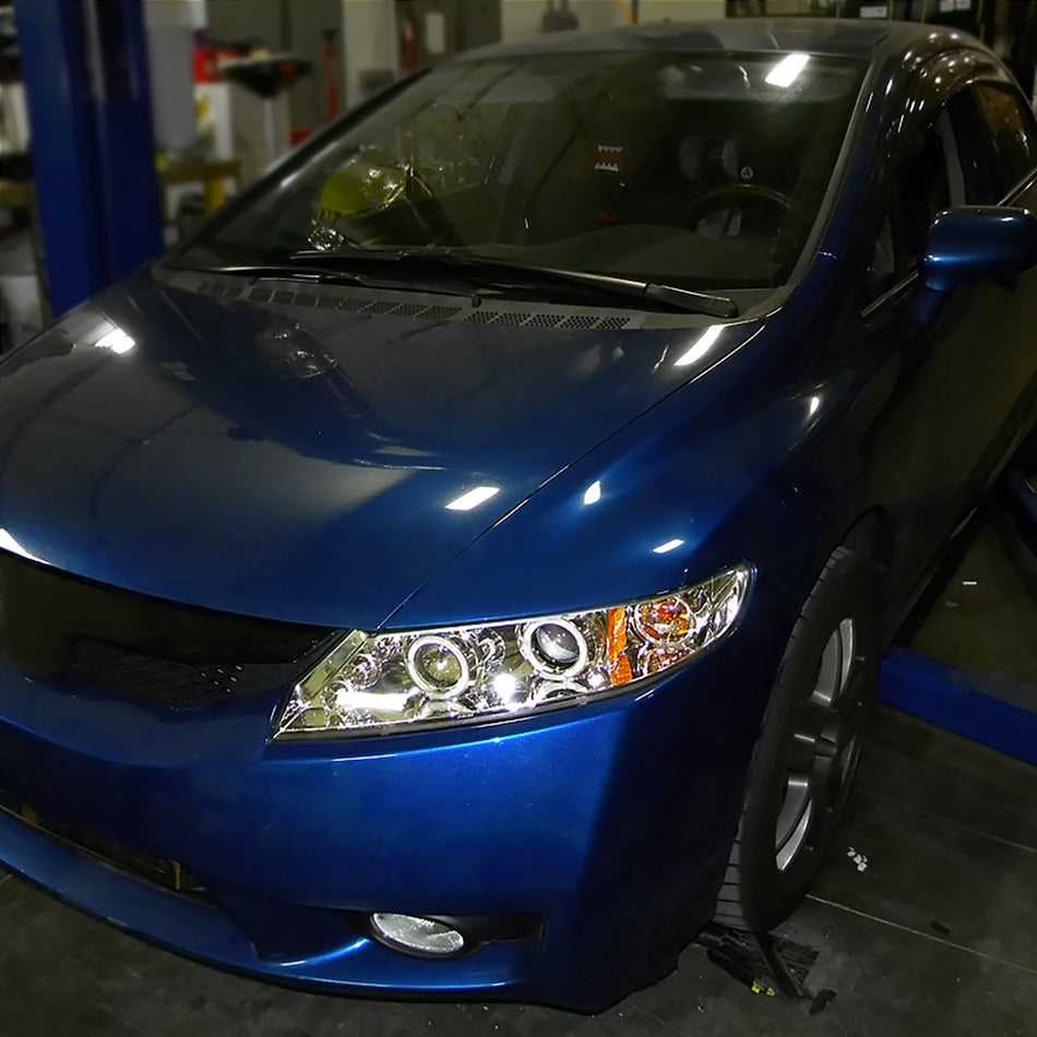 2006-2011 Honda Civic Sedan Dual Halo Projector Headlights (Chrome Housing/Clear Lens)