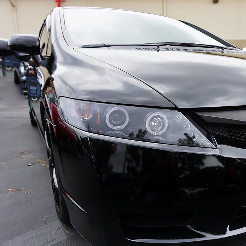 2006-2011 Honda Civic Sedan Dual Halo Projector Headlights (Glossy Black Housing/Smoked Lens)