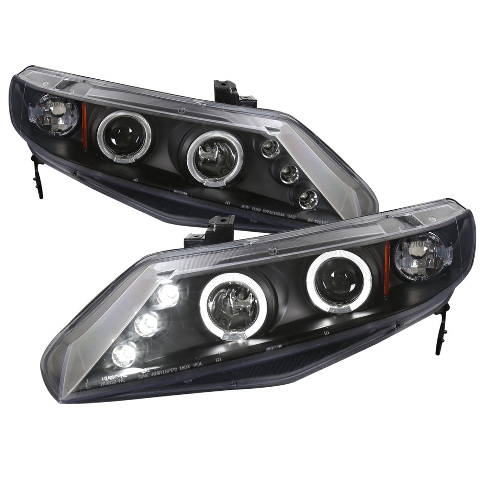 2006-2011 Honda Civic Sedan Dual Halo Projector Headlights (Matte Black Housing/Clear Lens)