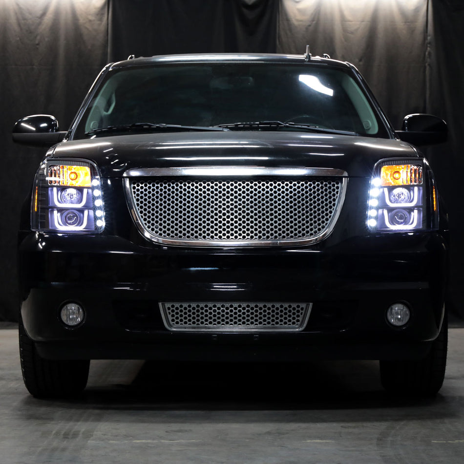 2007-2014 GMC Yukon/Yukon XL 1500/2500 LED U-Bar Projector Headlights (Matte Black Housing/Clear Lens)
