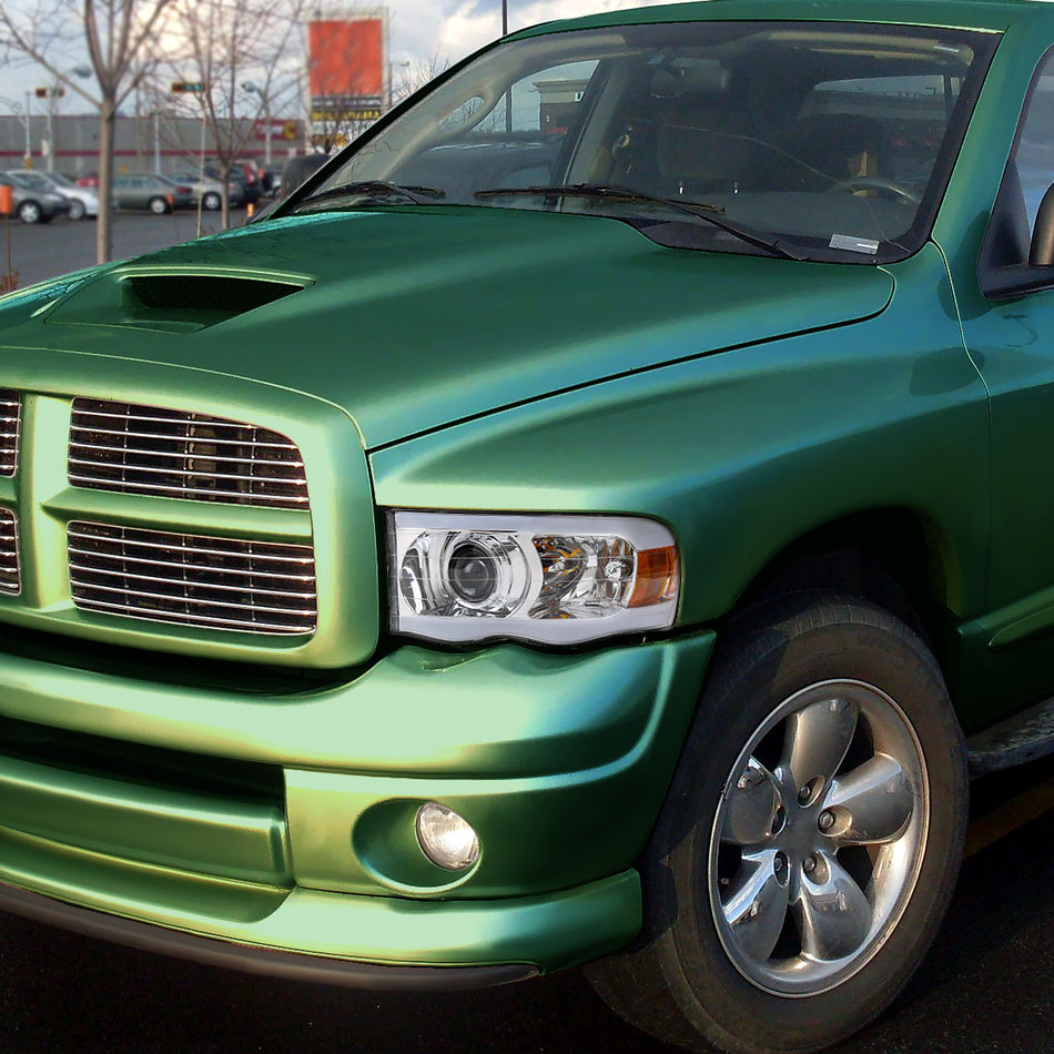 2002-2005 Dodge Ram 1500 / 2003-2005 Dodge Ram 2500 / 3500 LED Tube Projector Headlights (Chrome Housing/Clear lens)