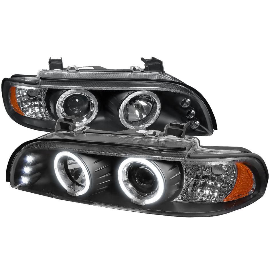 1996-2003 BMW E39 5 Series Dual Halo Projector Headlights (Matte Black Housing/Clear Lens)