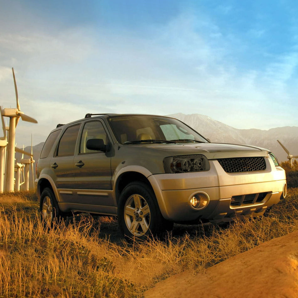 2005-2007 Ford Escape Dual Halo Projector Headlights w/ SMD LED Light Strip (Chrome Housing/Smoked Lens)