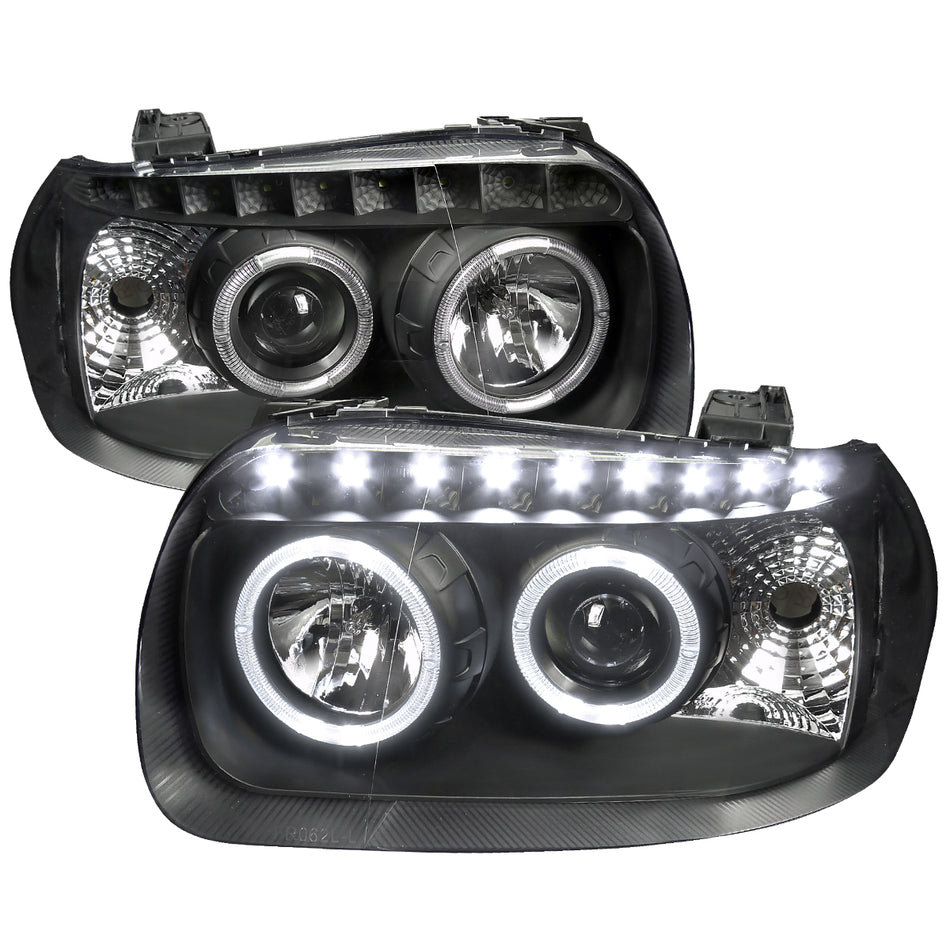 2005-2007 Ford Escape Dual Halo Projector Headlights w/ SMD LED Light Strip (Matte Black Housing/Clear Lens)