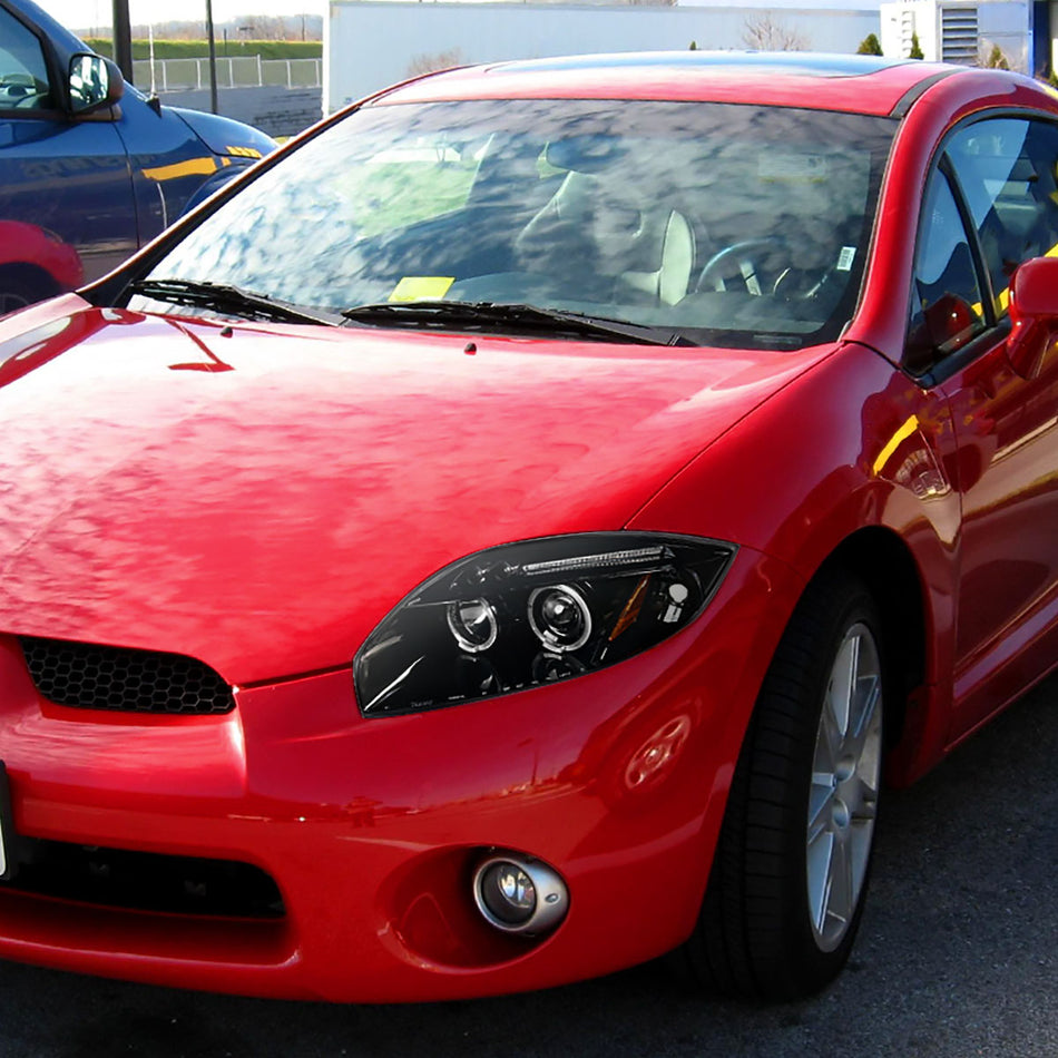 2006-2012 Mitsubishi Eclipse Dual Halo Projector Headlights (Jet Black Housing/Clear Lens)