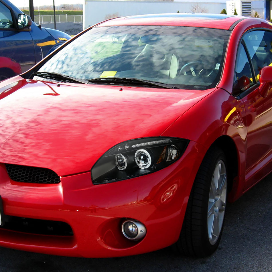 2006-2012 Mitsubishi Eclipse Dual Halo Projector Headlights (Matte Black Housing/Clear Lens)