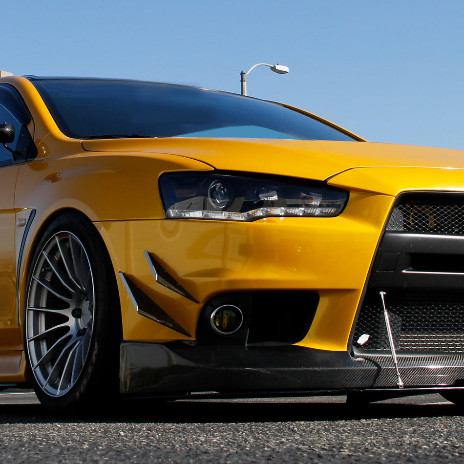 2008-2015 Mitsubishi Lancer EVO Projector Headlights w/ SMD LED Light Strip (Matte Black Housing/Clear Lens)