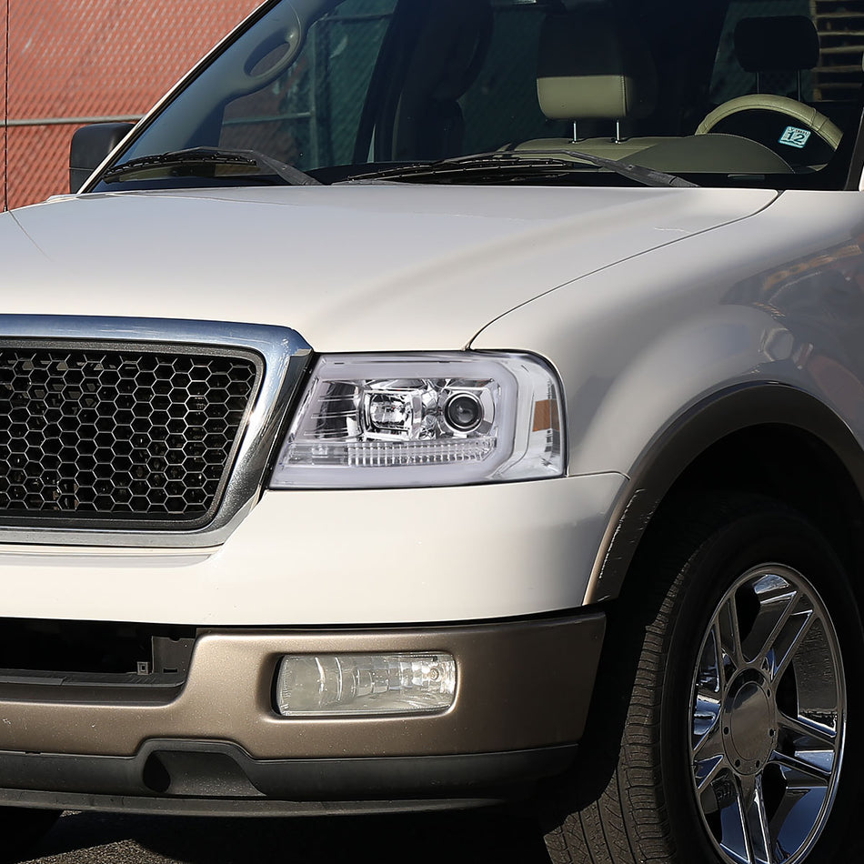 2004-2008 Ford F-150/ 2006-2008 Lincoln Mark LT LED C-Bar Projector Headlights (Chrome Housing/Clear Lens)