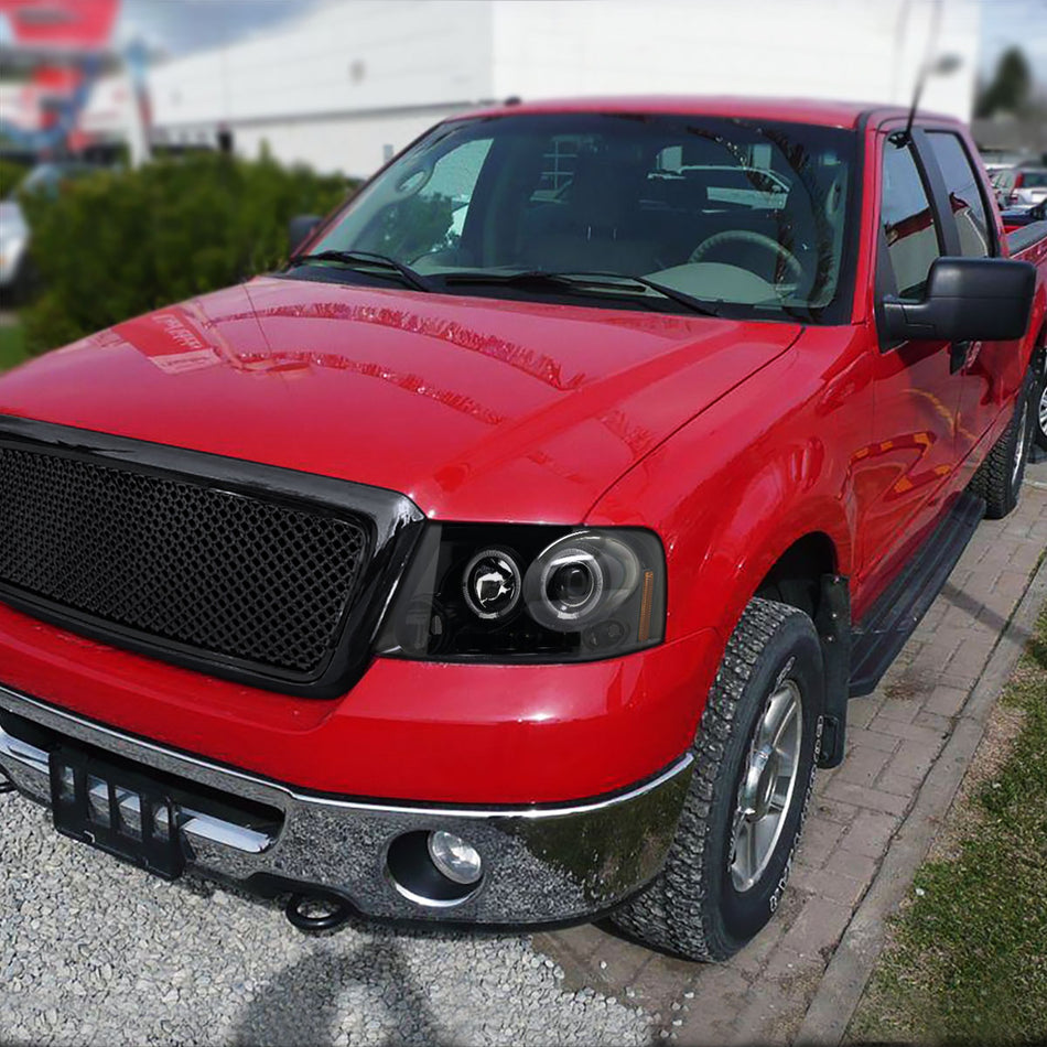 2004-2008 Ford F-150/ 2006-2008 Lincoln Mark LT Dual Halo Projector Headlights (Jet Black Housing/Clear Lens)