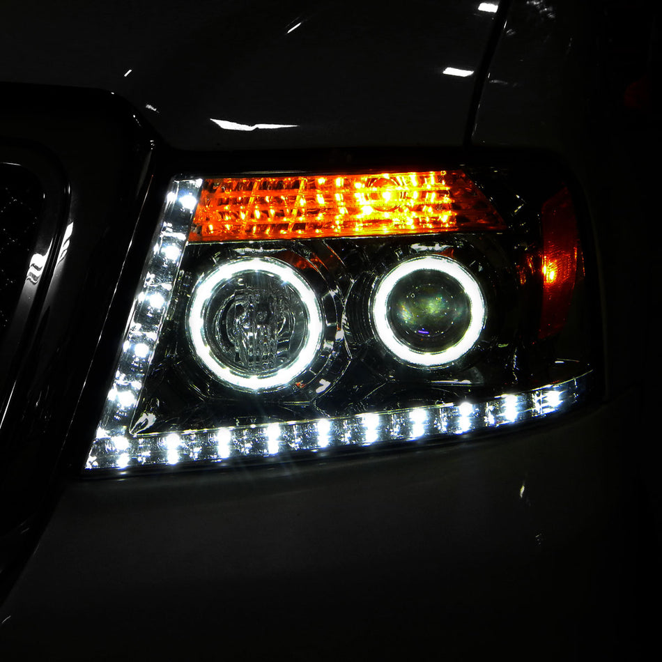 2004-2008 Ford F-150/ 2006-2008 Lincoln Mark LT Dual Halo Projector Headlights w/ LED Light Strip (Chrome Housing/Smoked Lens)