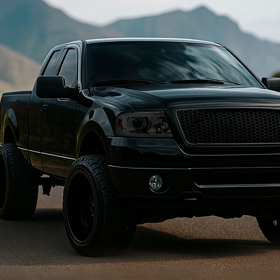 2004-2008 Ford F-150/ 2006-2008 Lincoln Mark LT Projector Style Headlights w/ LED Bar (Chrome Housing/Smoked Lens)