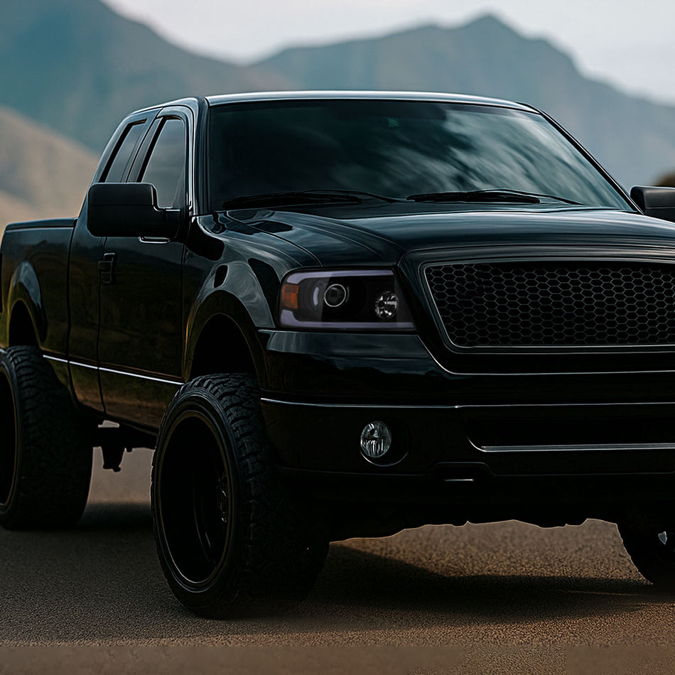 2004-2008 Ford F-150/ 2006-2008 Lincoln Mark LT LED Tube Projector Headlights (Matte Black Housing/Clear Lens)