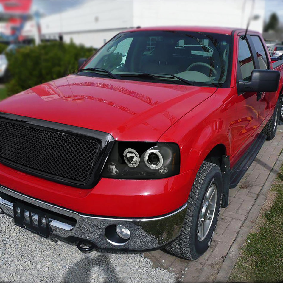 2004-2008 Ford F-150/ 2006-2008 Lincoln Mark LT Dual Halo Projector Headlights (Matte Black Housing/Clear Lens)