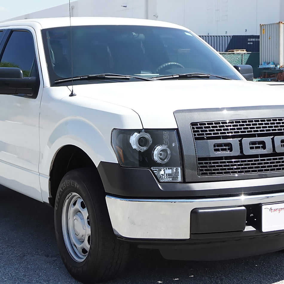 2009-2014 Ford F-150 Dual Halo Projector Headlights (Jet Black Housing/Clear Lens)