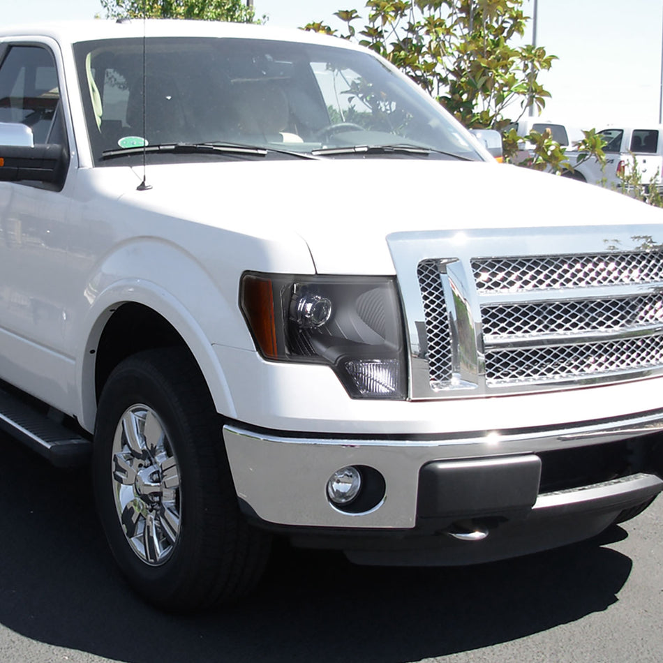 2009-2014 Ford F-150 Projector Headlights w/ Amber Reflectors (Matte Black Housing/Clear Lens)
