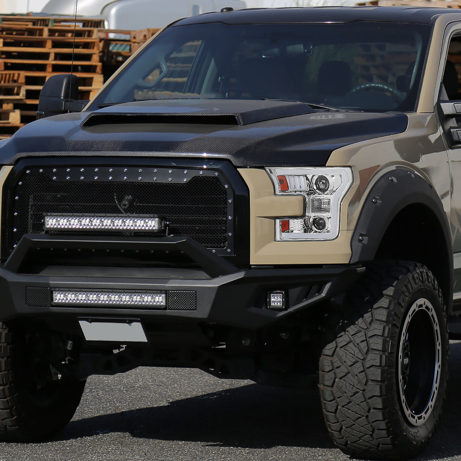 2015-2017 Ford F-150 LED Bar Projector Headlights - RS (Chrome Housing/Clear Lens)
