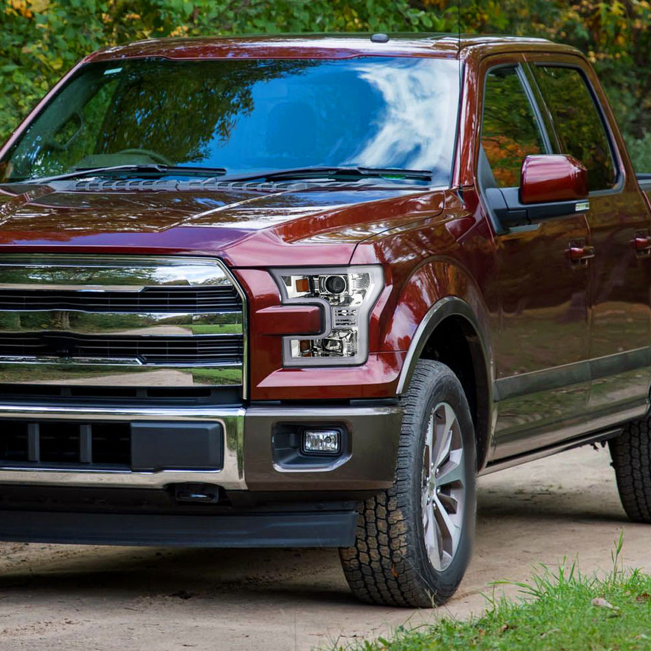 2015-2017 Ford F-150 LED Bar Projector Headlights (Chrome Housing/Clear Lens)