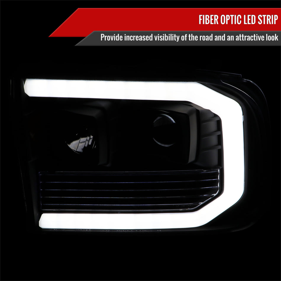 1999-2004 Ford F-250/F-350/F-450/F-550 /2000-2004 Ford Excursion LED Bar Projector Headlights (Matte Black Housing/Clear Lens)