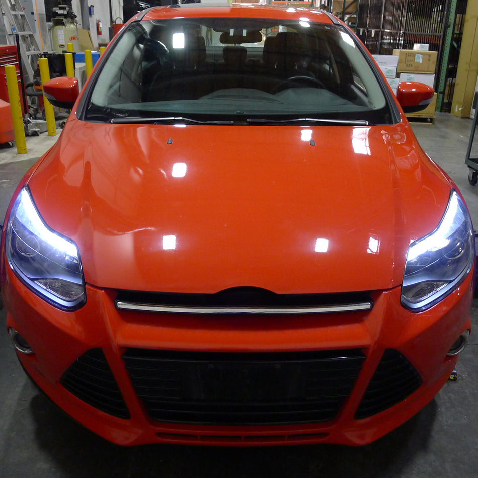 2012-2014 Ford Focus Projector Headlights w/ LED Light Strip & LED Turn Signal Lights (Matte Black Housing/Clear Lens)