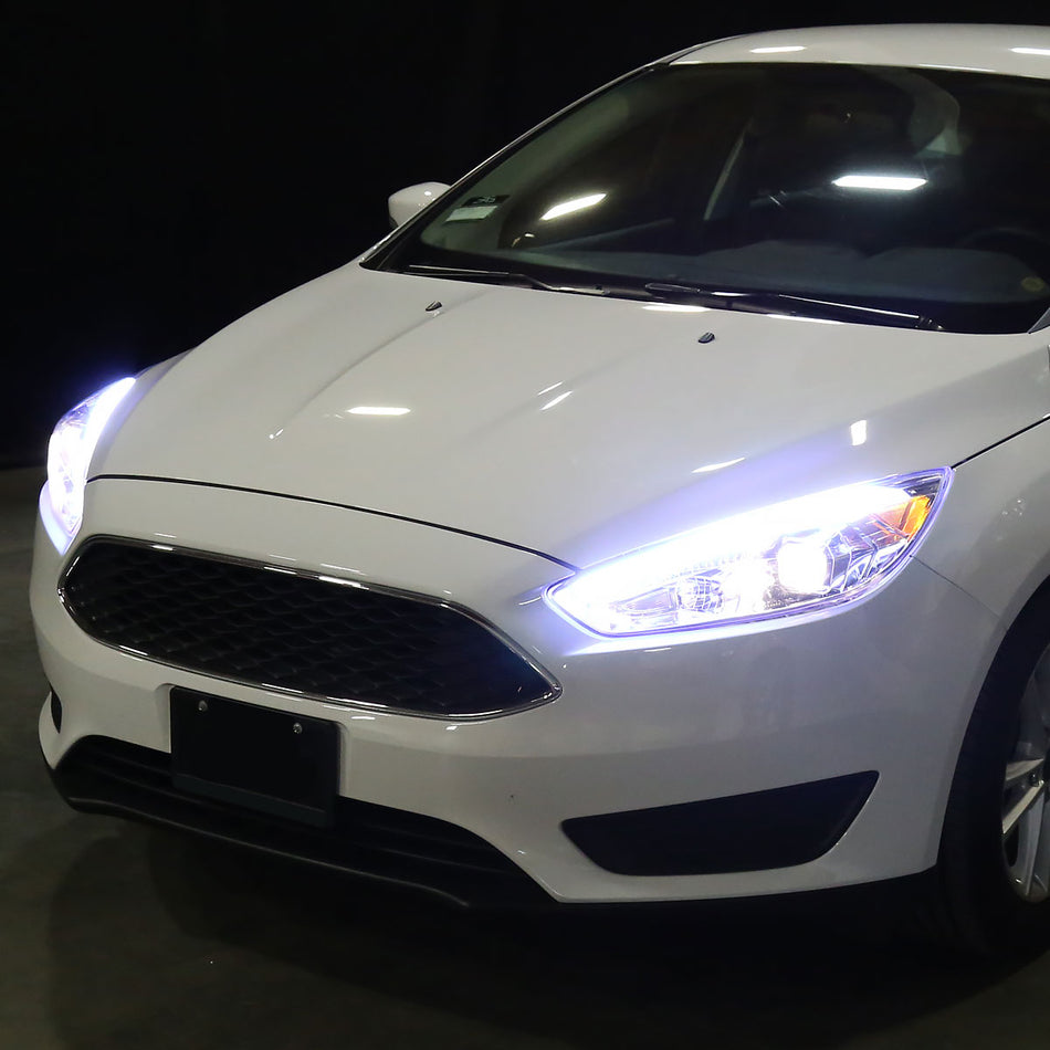 2015-2018 Ford Focus LED Sequential Signal Projector Headlights (Chrome Housing/Clear Lens)