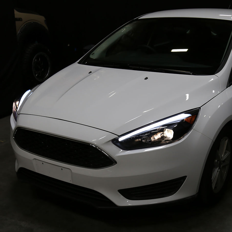 2015-2018 Ford Focus LED Sequential Signal Projector Headlights (Matte Black Housing/Clear Lens)